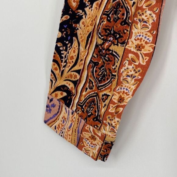 Rachel Zoe Boho Cropped Wrap Top Collared Multi XS New - Picture 4 of 12